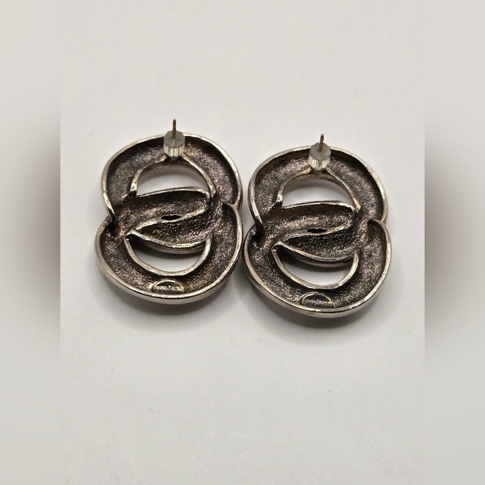 Givenchy Silver Interlocking Hoop Earrings - image 3